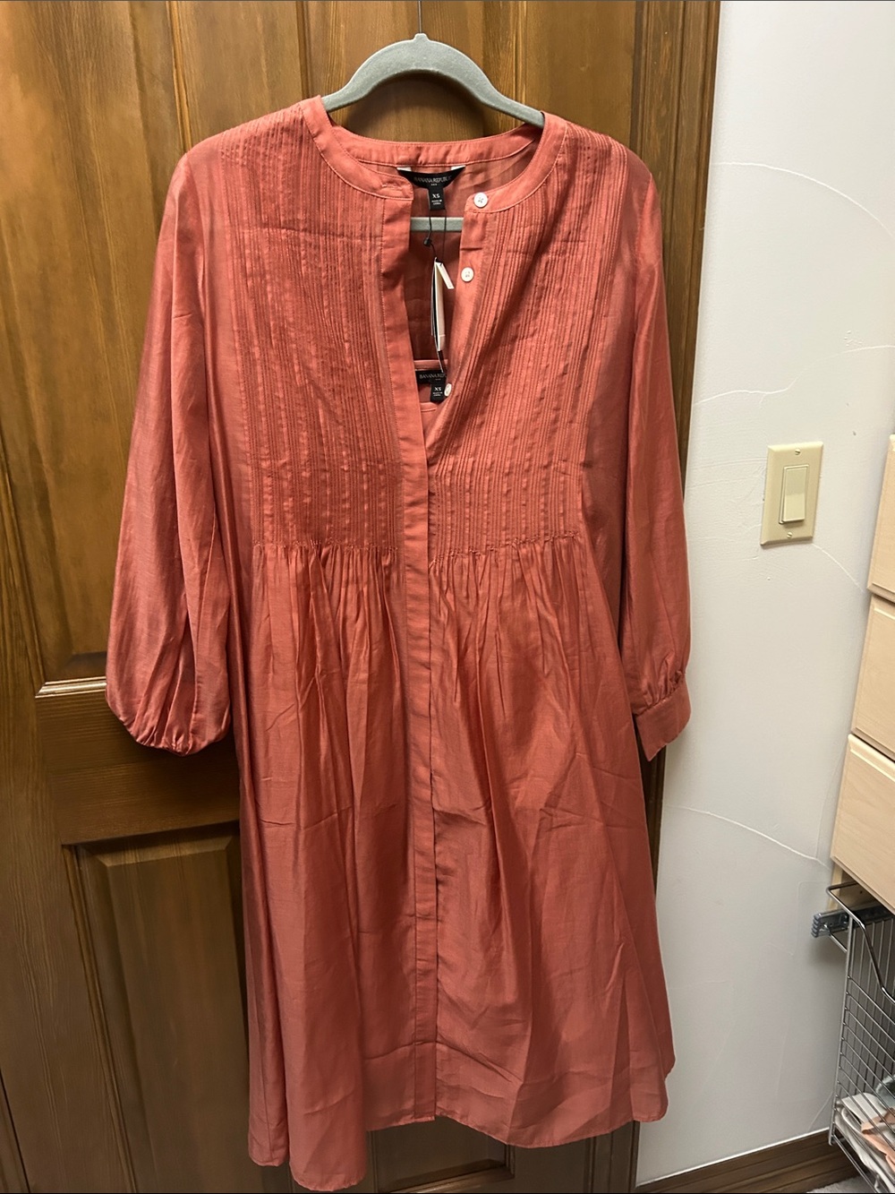 NWT Banana Republic Factory Terracotta Button-Front Midi Dress